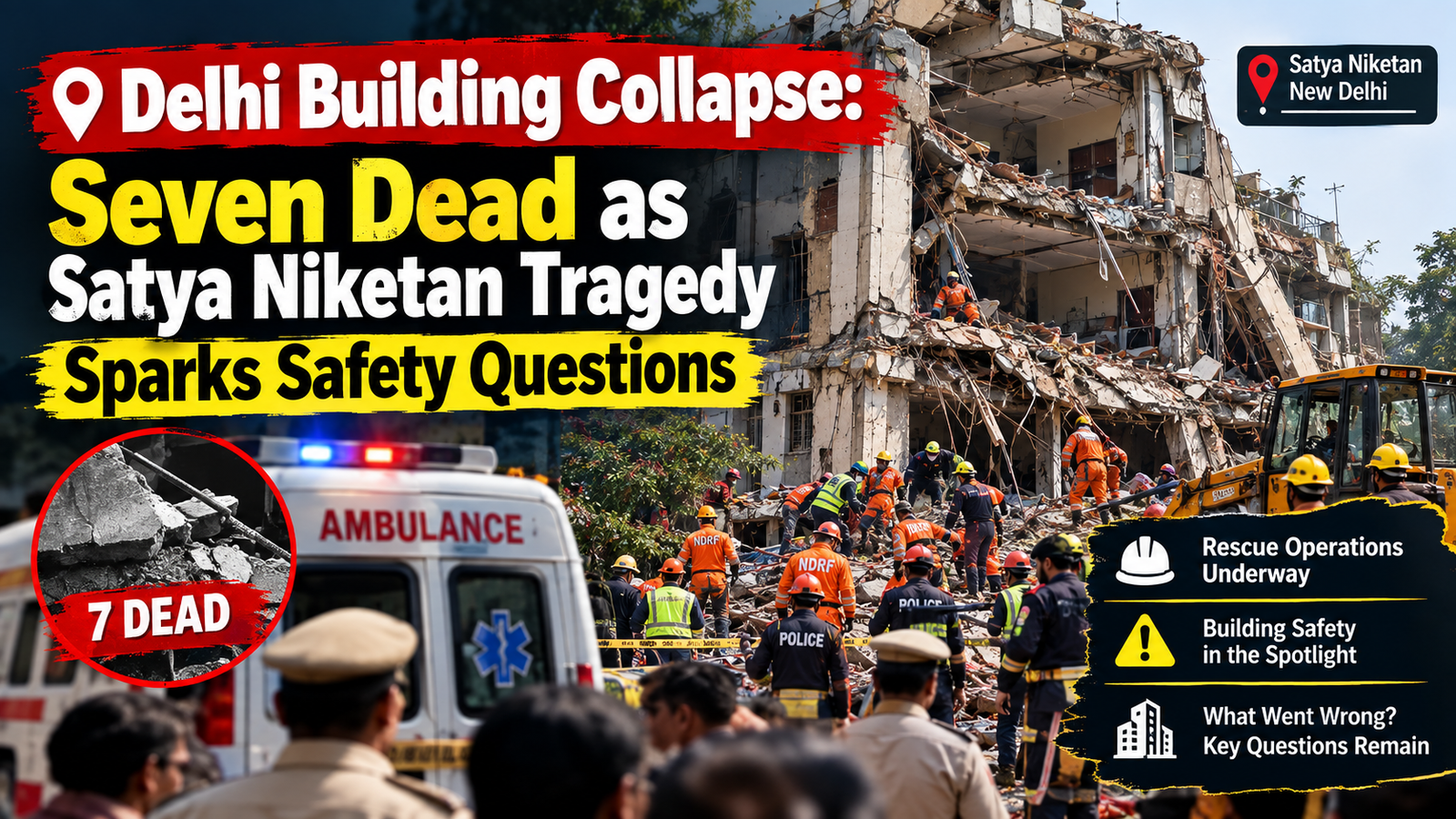 Delhi Building Collapse: Seven Dead as Satya Niketan Tragedy Sparks Safety Questions